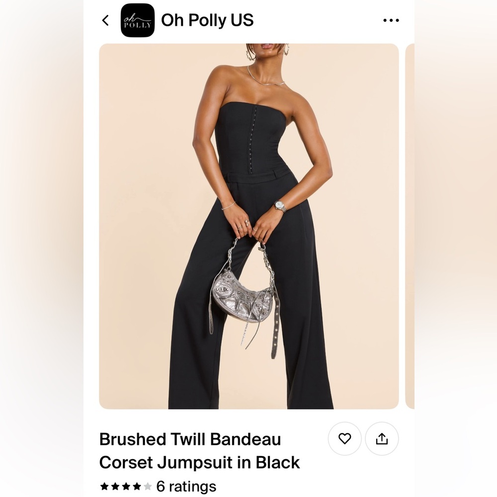 Brush Twill Bandeau Corset Jumpsuit in Black